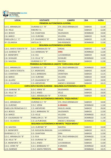 Horarios de un fútbol ourensano en el que las trampas y tramas apestan.