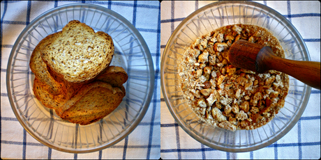 Muffins  de pan integral, queso y tomate: Pan tostado para base