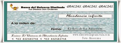Hoy 28 de Enero 2.017 Cheque de la Abundancia