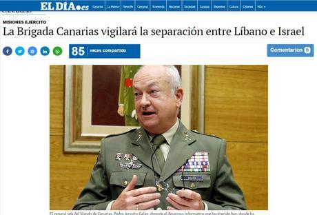 La brigada Canarias vigilará la frontera del Líbano e Israel.