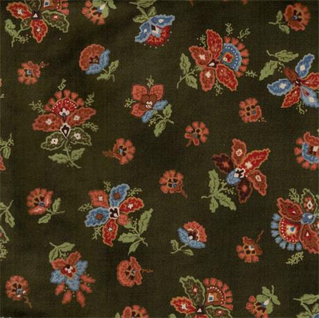 Tela fondo verde flores indias