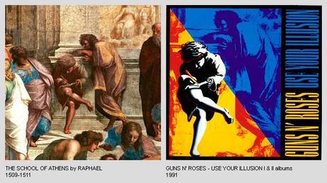 The-School-of-Athens-by-Raphael-Use-Your-Illusion-Albums-by-Guns-n-Roses
