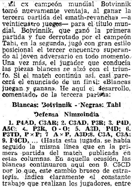 Los Mundiales de Torán - Tal vs Botvinnik 1961 (3)
