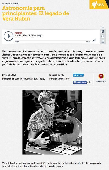 Podcast en SBS radio: El legado de Vera Rubin