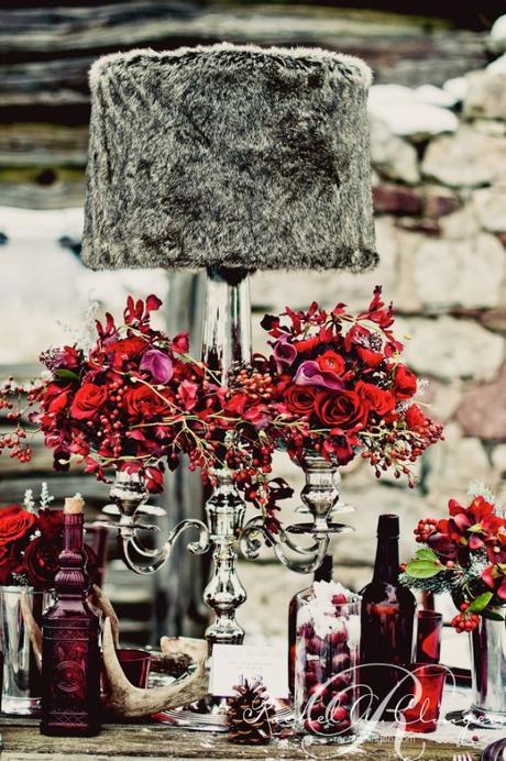 Burdeos, el color de temproada lampara con pantalla de pelo