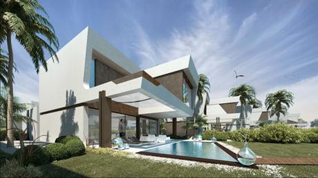 Proyecto de masterplan ubicado en asia occidental. villas unifamiliares