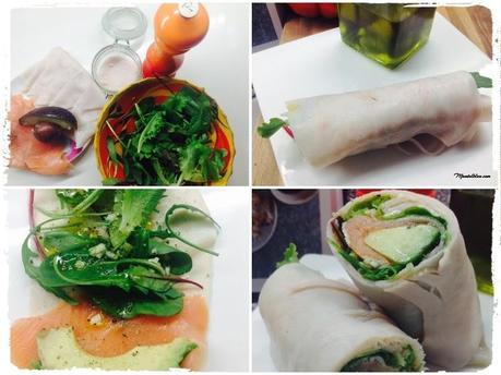 Rollo de pavo relleno de aguacate y salmón