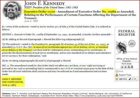 JFK: La Reserva Federal y la Orden Ejecutiva 11110