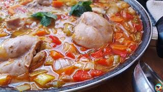 Sopa de conejo con verduras