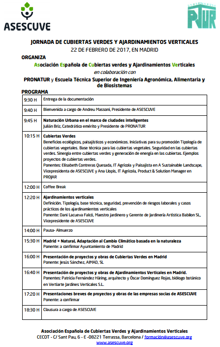 Jornada Cubiertas Verdes y Ajardinamientos Verticales Jornada Cubiertas Verdes y Ajardinamientos Verticales