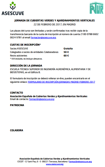 Jornada Cubiertas Verdes y Ajardinamientos Verticales Jornada Cubiertas Verdes y Ajardinamientos Verticales