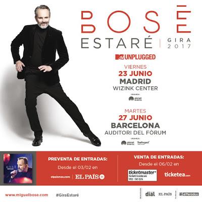 Miguel Bosé actuará en junio en Madrid y Barcelona