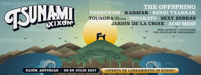 Tsunami Xixón 2017: The Offspring, Pennywise, Berri Txarrak, Toundra, Kadavar, Sexy Zebras, Desakato...