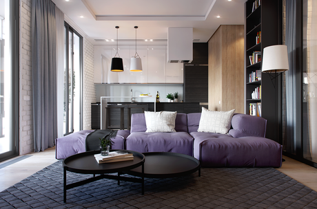 APARTAMENTO DE DISEÑO CON TOQUES EN MORADO