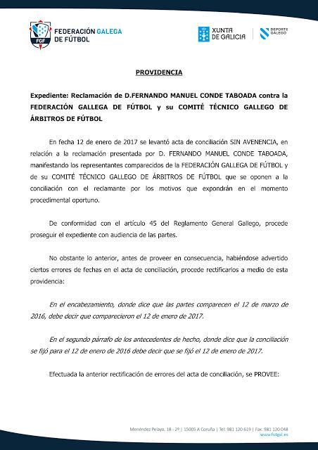 EL COMITE DE ÁRBITROS GALLEGO Y LA F.G.F. ANTE UN NUEVO ESCÁNDALO, DENUNCIADO POR CONDE TABOADA