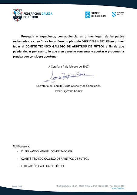 EL COMITE DE ÁRBITROS GALLEGO Y LA F.G.F. ANTE UN NUEVO ESCÁNDALO, DENUNCIADO POR CONDE TABOADA