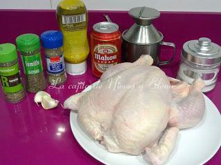 Pollo sentado a la cerveza