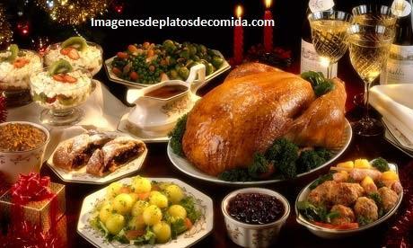 platos de comida navideña pavo