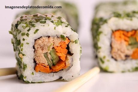 fotos de platos de pescado sushi