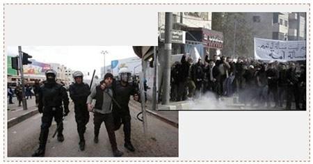A la derecha: Los macanismos de seguridad palestinos disparan gas lacrimógeno para dispersar la manifestación multitudinaria del “partido de la liberación” en Hebrón, manifestación realizada contra la decisión de Mahmoud Abbas de entregar tierras musulmanas a la iglesia rusa en Hebrón (página facebook al Risala, 4 de febrero de 2017). A la izquierda: Los mecanismos de seguridad palestinos dispersan por la fuerza la manifestación multitudinaria del “partido de la liberación” en Hebrón (cuenta Twitter PALINFO, 4 de febrero de 2017) A la derecha: Los macanismos de seguridad palestinos disparan gas lacrimógeno para dispersar la manifestación multitudinaria del “partido de la liberación” en Hebrón, manifestación realizada contra la decisión de Mahmoud Abbas de entregar tierras musulmanas a la iglesia rusa en Hebrón (página facebook al Risala, 4 de febrero de 2017). A la izquierda: Los mecanismos de seguridad palestinos dispersan por la fuerza la manifestación multitudinaria del “partido de la liberación” en Hebrón (cuenta Twitter PALINFO, 4 de febrero de 2017)