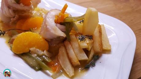 Merluza con salsa de naranja