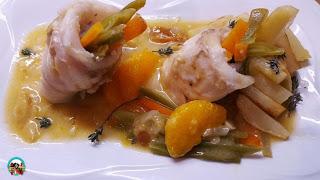 Merluza con salsa de naranja