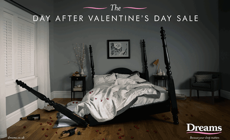 Publicidad de camas Día de San Valentín