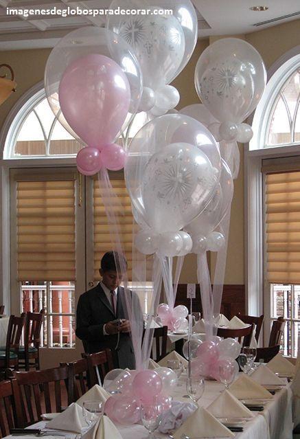 como adornar con globos para un bautizo de niña arreglos