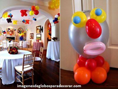 arreglos de fiestas infantiles con globos payaso