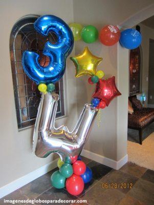 arreglos de fiestas infantiles con globos metalicos