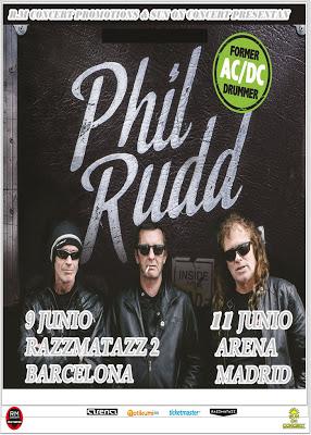 El exbatería de AC/DC, Phil Rudd, en junio en Santiago, Barcelona y Madrid