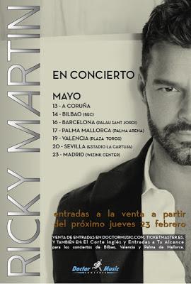Ricky Martin anuncia siete conciertos en mayo en España