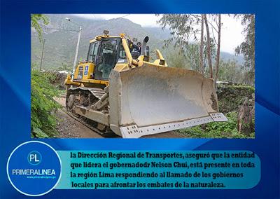 Luego de los deslizamiento de piedras y lodo: GORE LIMA INICIA REHABLITACIÓN DE VÍAS DE COMUNICACIÓN…
