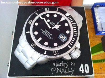 pasteles decorados para hombres reloj