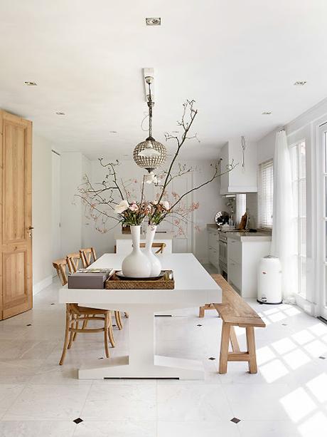 Apto Blanco y con Madera, Rustico y Minimalista