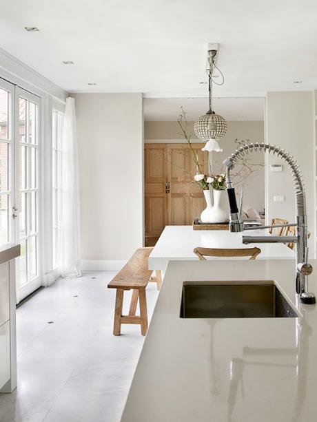 Apto Blanco y con Madera, Rustico y Minimalista