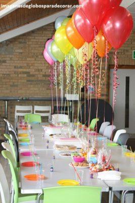 decoracion con globos para mesas infantiles