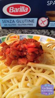 Ideas para echar a tus platos de pasta. Espaguetis con Berenjena y Salsa de Tomate: Sin leche, sin gluten