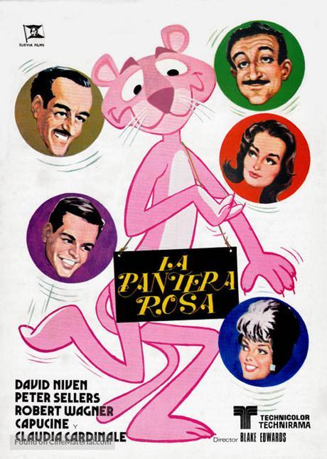carteles de peliculas la pantera rosa estilo retro años 60