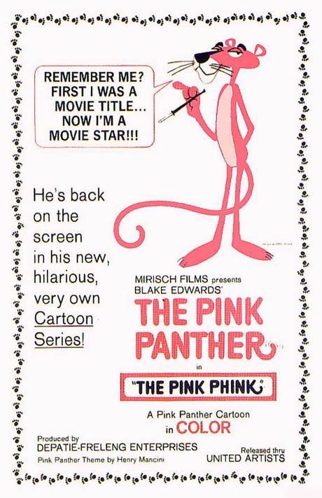 the pink panther movie posters, retro graphic design