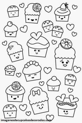 dibujos de cupcakes para colorear imagen
