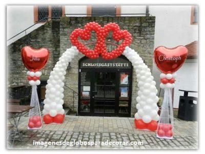 Cuatro fotos con decoracion con globos en forma de corazon - Paperblog