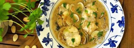 Rape guisado con almejas y almendras