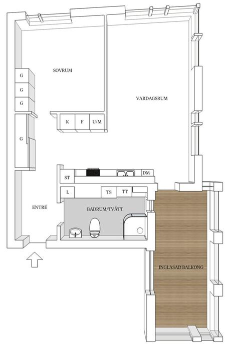 pisos suecos Piso en esquina con terraza madera terrazas diseño interiores pisos pequeños decoración terrazas decoración pisos pequeños blog decoración nórdica alquiler compra pisos intermedios 