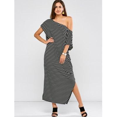 Flojo de la raya de la raja del vestido maxi