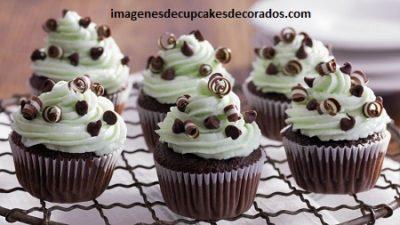 cupcakes de chispas de chocolate menta