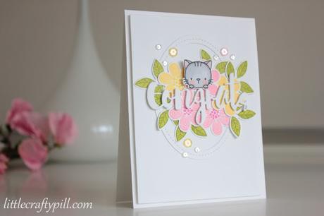 Congrats card with floral solid stamps