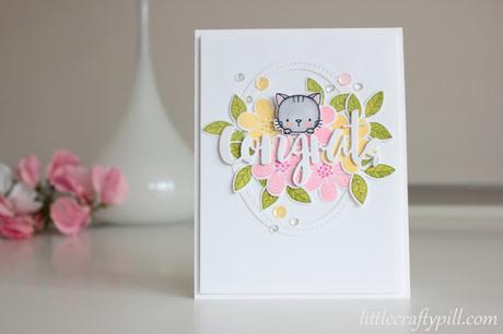Congrats card with floral solid stamps