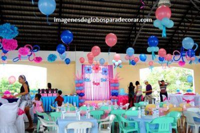 arreglo de salon con globos para fiesta infantil cumpleaños