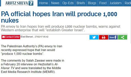 “Moderado” palestino reza para que Irán tenga mil bombas nucleares.